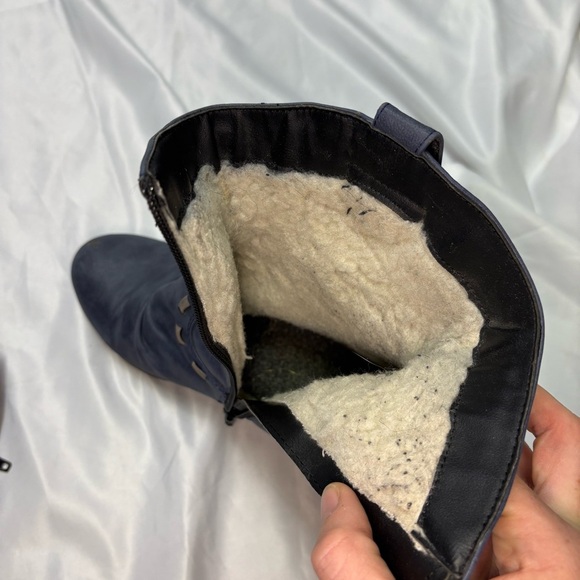 Rieker Women’s 38 Blue Heeled Boots Cowboy Western Style  Winter Lined Warm Cute - Picture 7 of 9